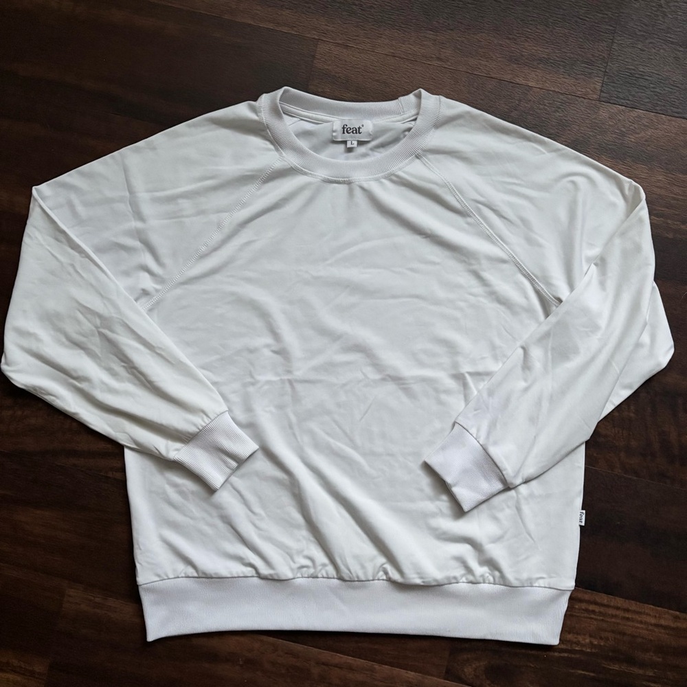 Feat all white mens long sleeve sweater size L